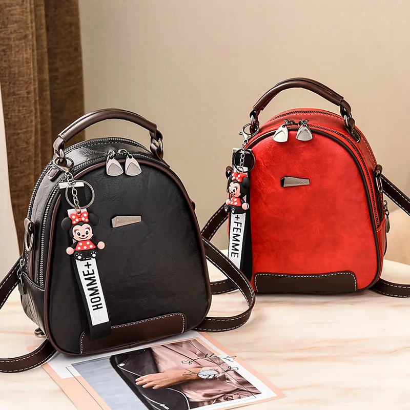 

Retro Backpack Small Fresh Women's Bag 2022 New Casual College Style Pu Soft Leather Multifunctional Small Backpack Women