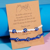 turkish blue evil eye bracelet set for lover colorful crystal resin bead hand woven rope chain eye lucky couple bracelet jewelry