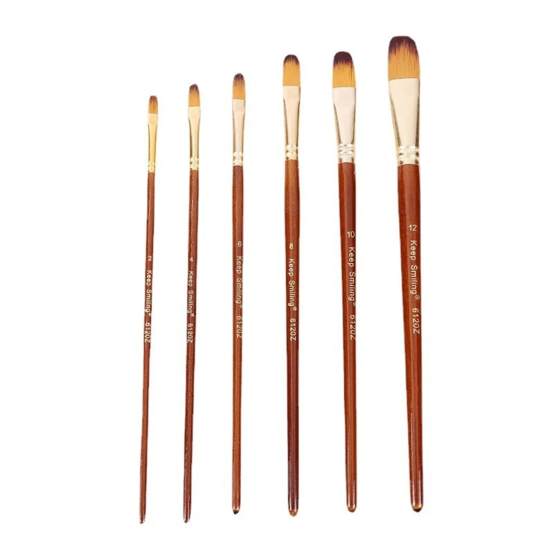 

6 Pcs Acrylic Paint Brush Set Nylon Tips Paintbrushes Watercolor Brushes