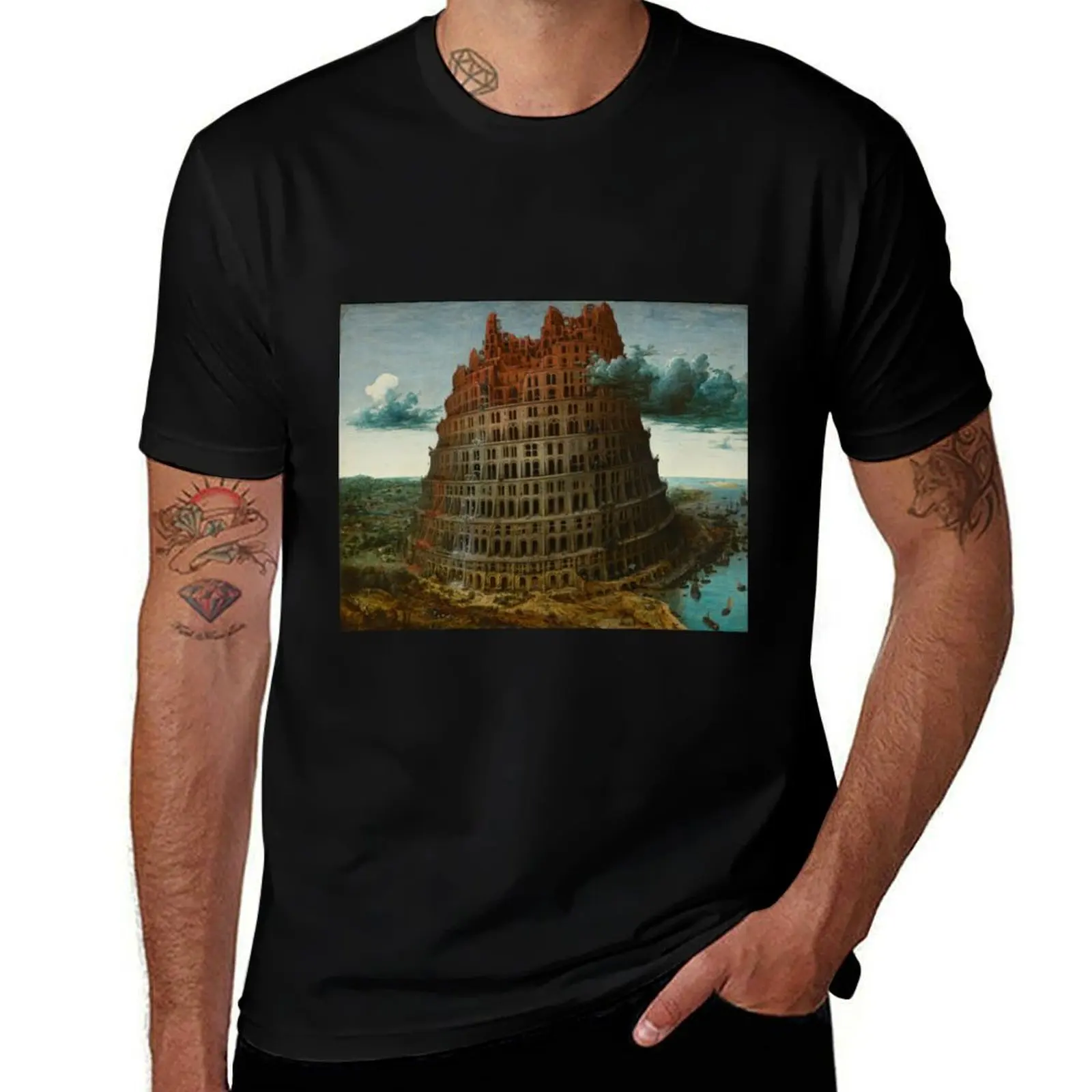 Фото Футболка The Tower of Babel (Bruegel) для повседневной носки, однотонная, с коротким рукавом №1