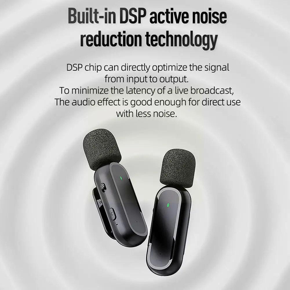 

Wireless Lavalier Microphone Portable Charging Box Audio And Video Recording Plug-and- Mic For And Android Phone J8f6