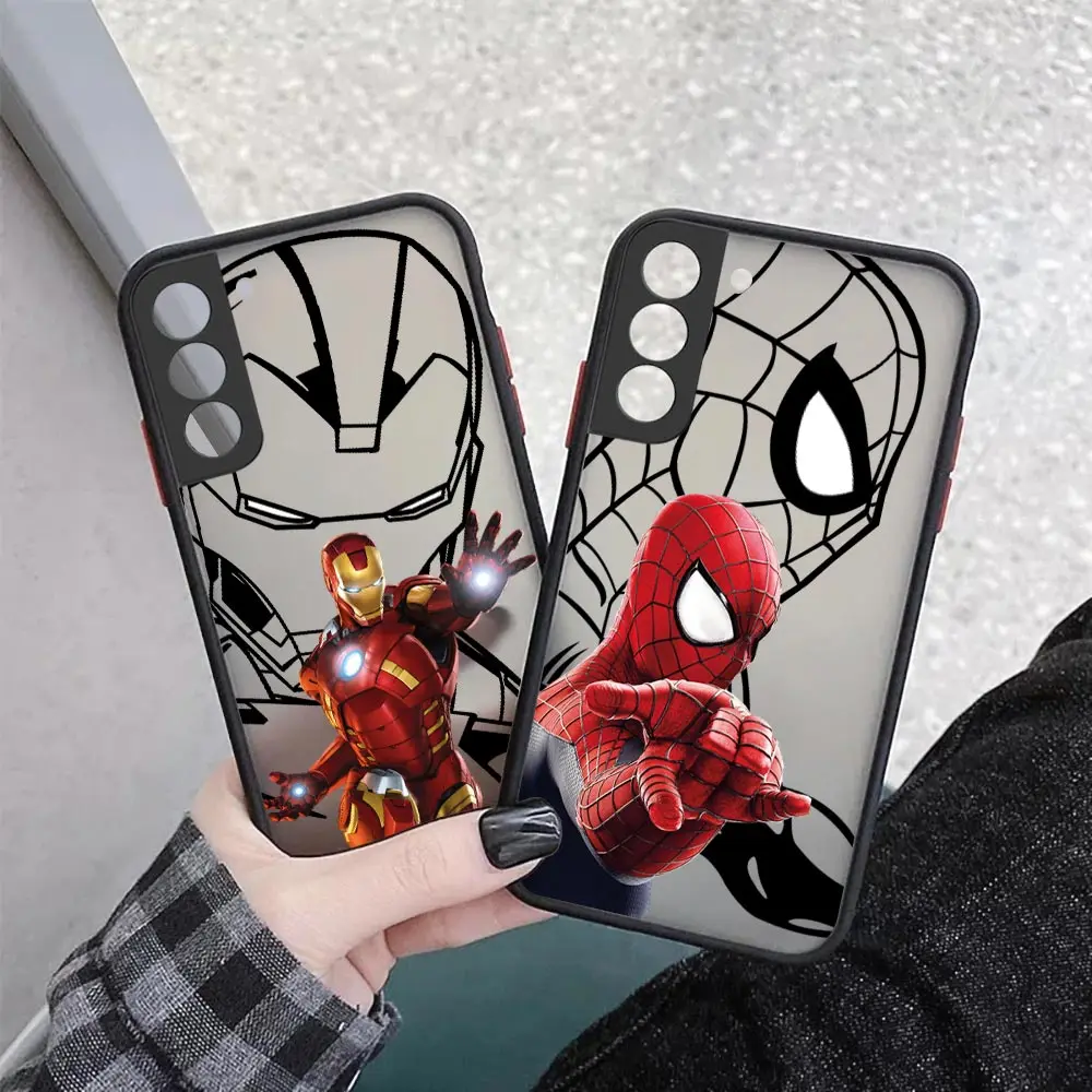 

Marvel Avengers SpiderMan Iron Man Matte Case For Samsung Galaxy S23 S22 S21 S20 FE Ultra 5G S10 S10E S9 S8 Plus Lite Cover Capa