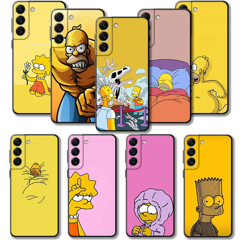 Case For Samsung Galaxy S23 S22 S21 S20 FE Ultra S10 S9 S8 Plus S10e Note 20Ultra 10Plus The Simpsons Family Anger Homer Bart