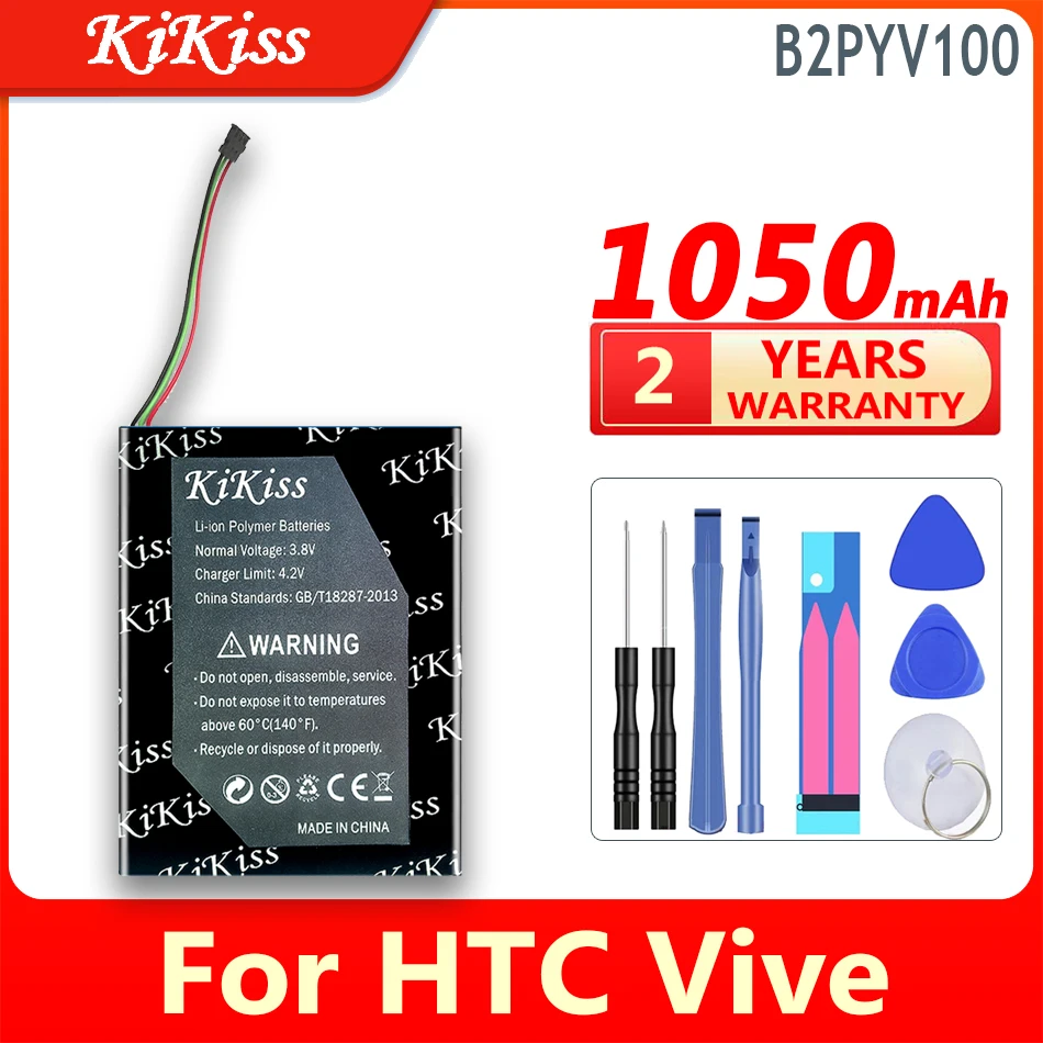 

Аккумулятор KiKiss B2PYV100, 1050 мАч, для HTC Vive Tracker, аккумуляторная батарея с тремя проводами, батарея большой емкости