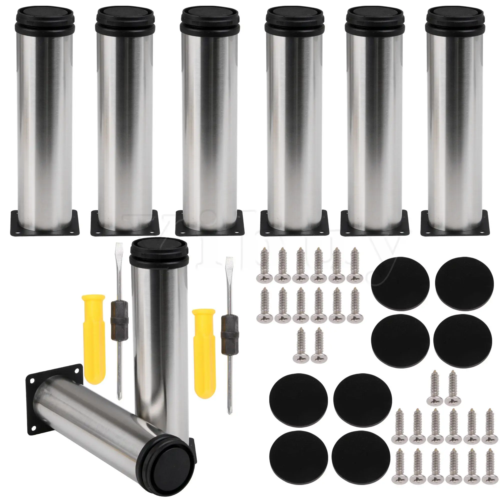 

8x Adjustable Furniture Legs 50x200mm Coffee Table Cabinet Feet Silver