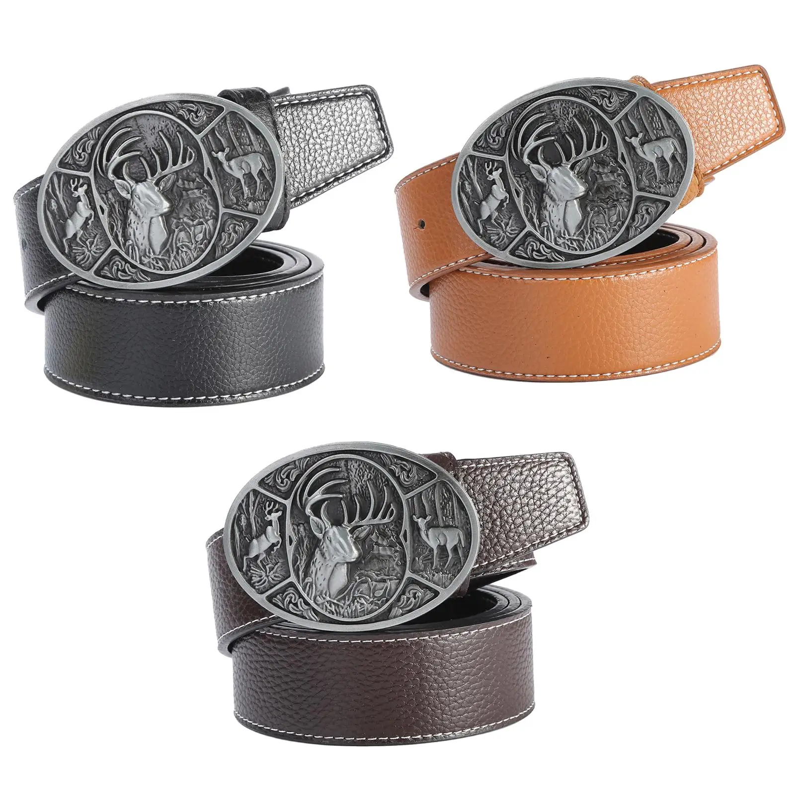 

Classic Western Cowboy Belt Waistband Waist Belt Men's PU Leather Belt Strap