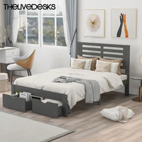 thelivedesks 54 modern simple full size platform sturdy bed frame with drawers provides great storage function gray