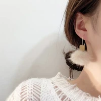 mink hair ball earrings long style all match super fairy earrings women earings fashion jewelry 2020 jewelry wholesale
