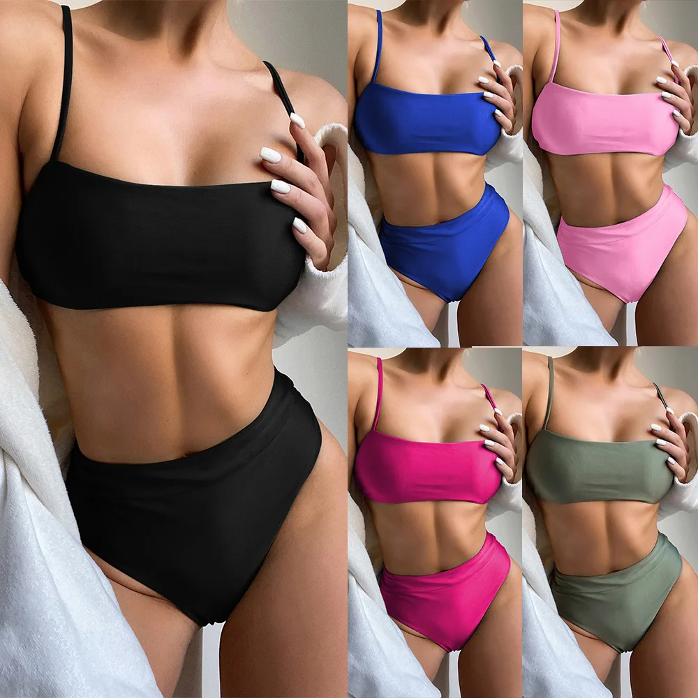 

Women's 2022 Bikini Swimwear European&American Fashion Color Beach Biquini Sling Sexy Cross Triangle Swimsuit Two-piece Y2k