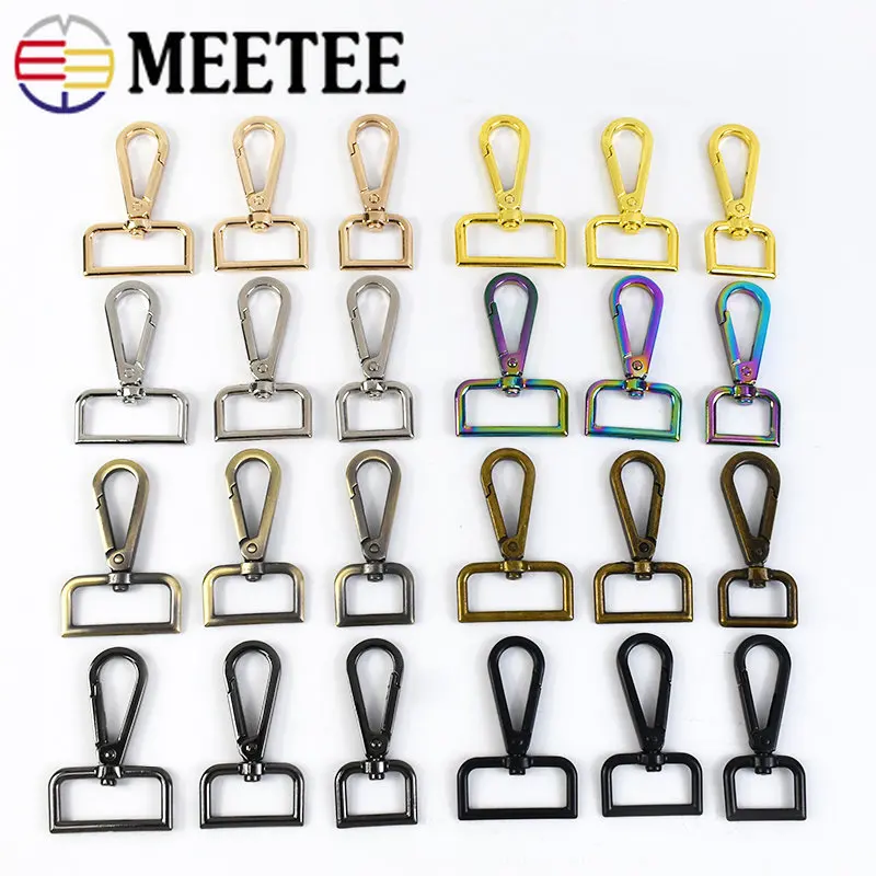 

50 шт. 16-50 мм Meetee металлические пряжки для сумочки ремешок Карабин Застежка карабин поворотный зажим крючок воротник DIY сумки аксессуары