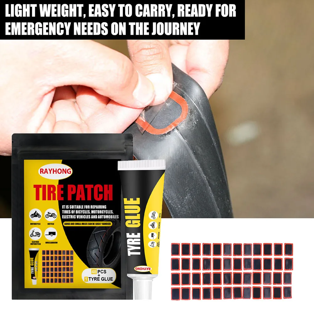 

48PCS 25mm Round/Square Rubber Bicycle Tire Patch Cycle Repair Tools Cycling Bike Tire Tyre Inner Tube Puncture Repair Tool