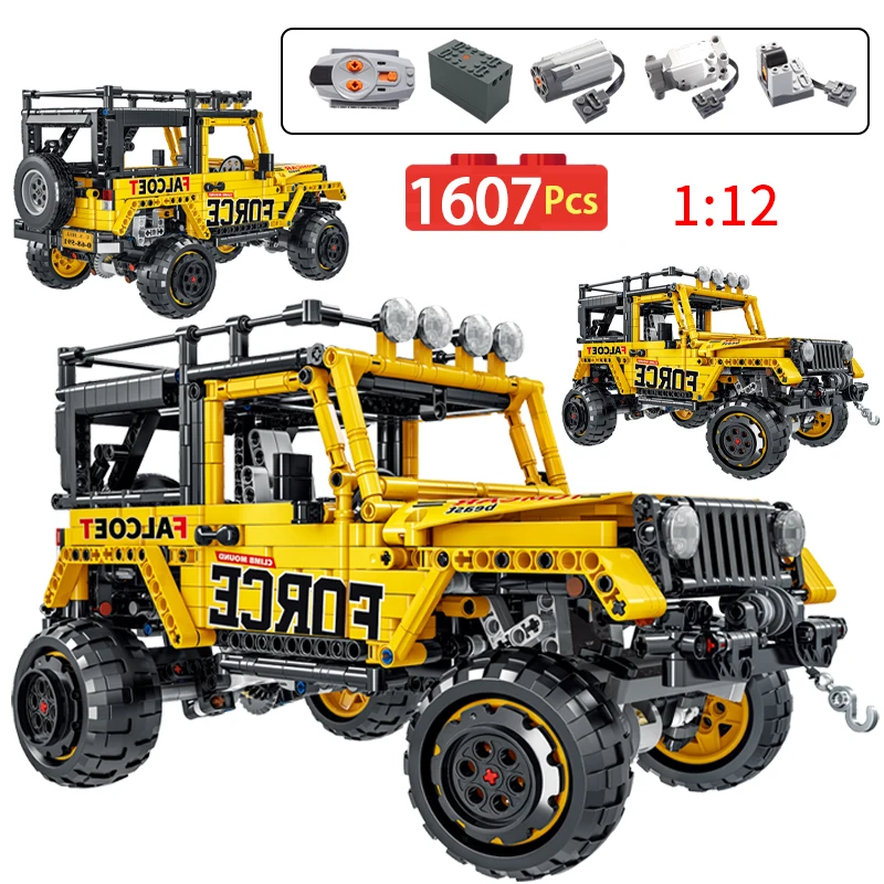 

1607pcs 1:12 City Creative SUV Offeroad Sports Car Building Blocks MOC Racing Car Truck Bricks Gifts Toys for Children Boys