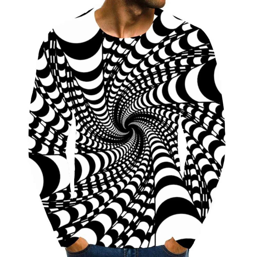 2022 new summer hip-hop men's 3D T-shirt new cartoon printing three-dimensional pattern long-sleeved casual fashion sports
