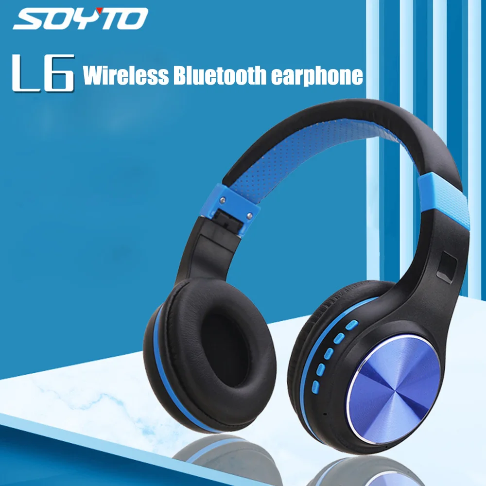 Wireless Stereo Music Headphones Bluetooth Earphone L6 Foldable Gaming Sports Headset Plug-in Card Design with Flashing Metal