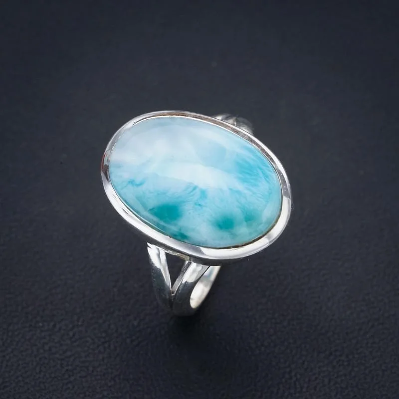 

StarGems Natural Larimar Handmade 925 Sterling Silver Ring 9.25 F1593