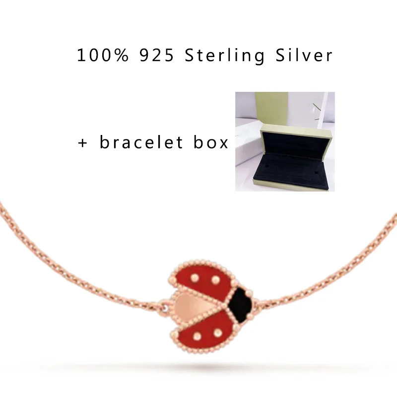 

100% 925 Sterling Silver Van Cleef Bracelet Female Luxury Goods High Quality Jewelry Lucky Clover including packaging