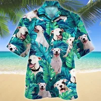 dogue de bordeaux blue floral pattern 3d all over printed hawaiian shirt mens for womens harajuku casual shirt unisex