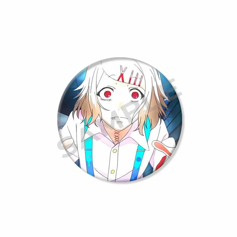 Anime Tokyo Ghoul Button Pins Cartoon Ken Kaneki Touka Juuzou Cosplay Badge Creative Round Brooch on Backpack Hat Jewelry Gifts