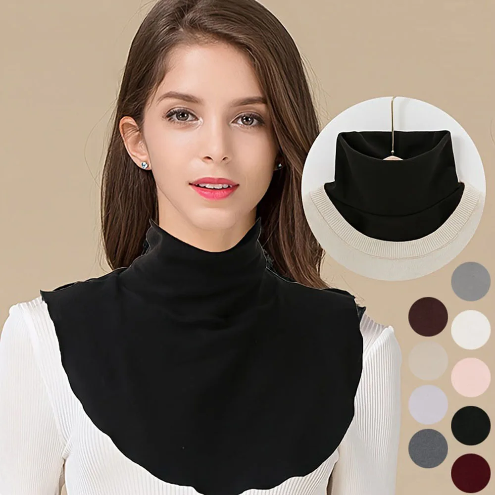 

Fashion Fake Collar For Women Winter Neckerchief Detachable Collars Solid Color High Nack Warm Scarf Women Shirt Collar