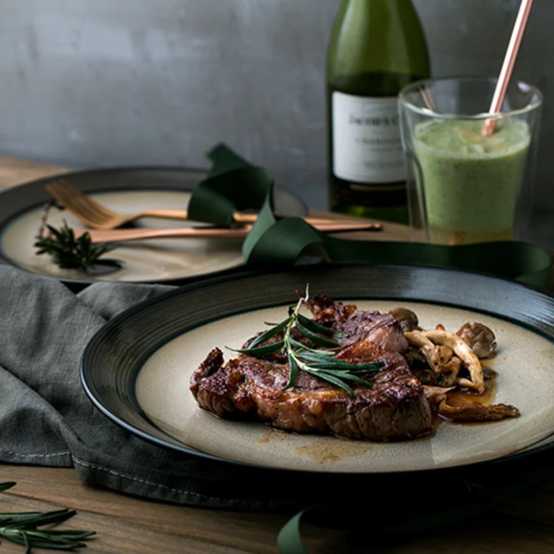 

Plate Steak Ceramic Western Food Plate Creative Steak Plate Pasta Plate Dinner Plate Household Plate dishes