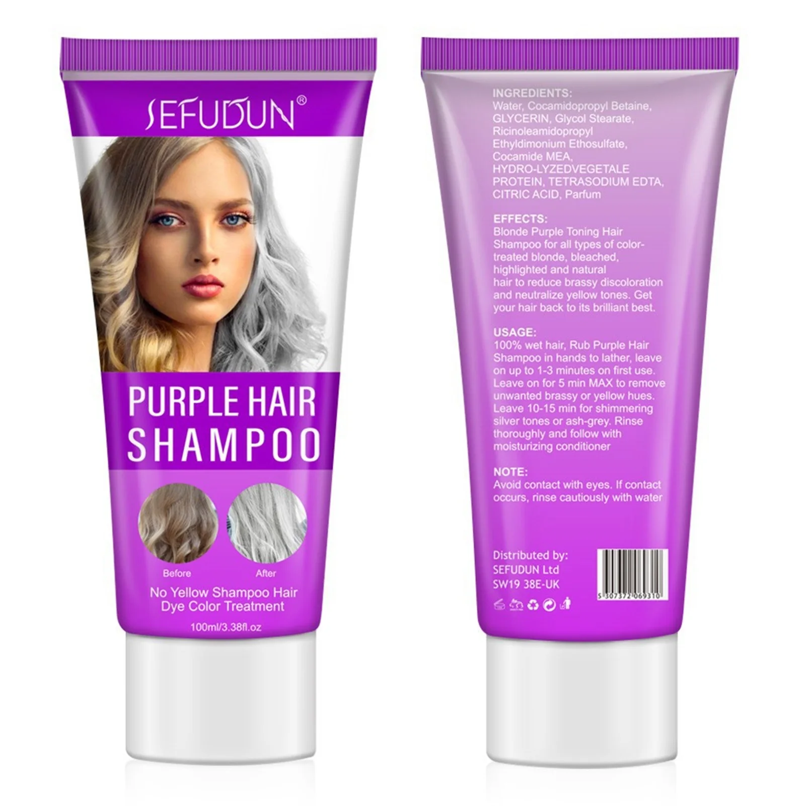 

Purple Shampoo Hair Lightener Conditions Dry Damaged Hair Purple Shampoo For Grey Hair Blonde Bleached Highlighted Hair 100ml
