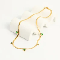 2022 new stainless steel necklace 316l stainless steel gold color plated necklace emerald necklace women snake chain waterproof