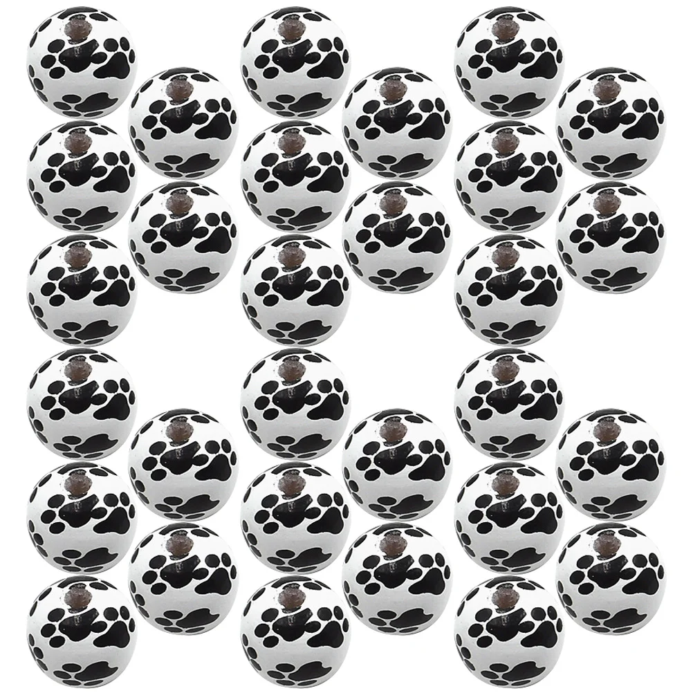 

50pcs Wooden Loose Beads Hanging Paw Pattern Beads Home Decor DIY Loose Beads