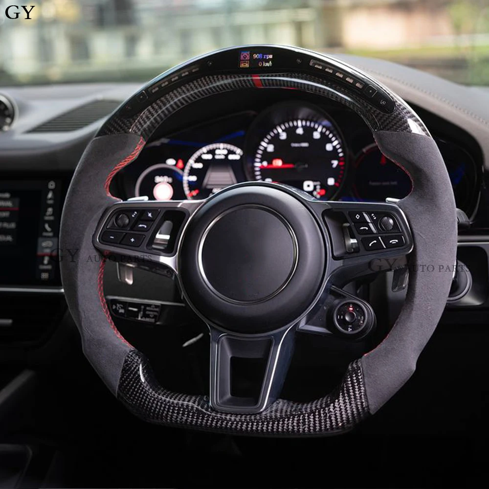 Светодиодный рулевое колесо из углеродного волокна с алькантарой для Porsche Panamera