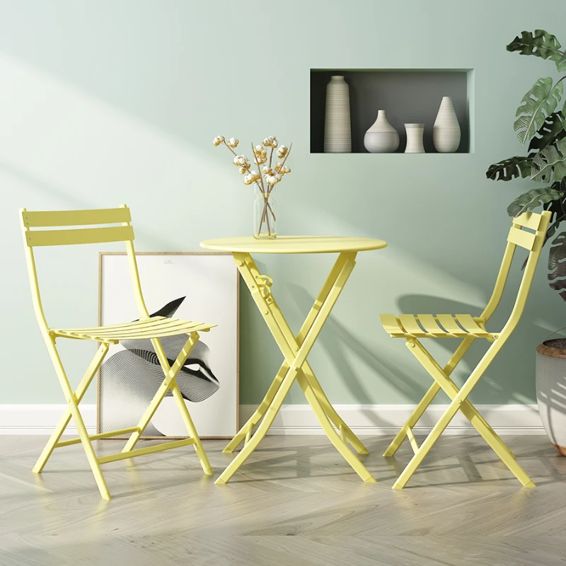 

Складной стол и стул для небольшой квартиры, набор из трех предметов, уличная терраса, железный стул для отдыха