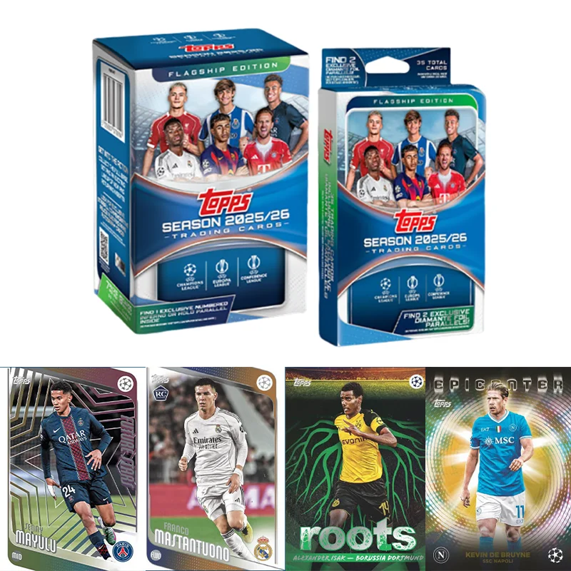 Фото Коллекционные карточки футболистов Topps UCC Soccer Value Pack Hanger Pack 2025-2026: Официальные, оригинальные, с изображением звезд футбола №1