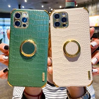 leather magnetic case for iphone 13 12 11 pro max xs xr x 8 7 6s 6 plus se 3 2 13 12 mini crocodile bracket soft silicone cover