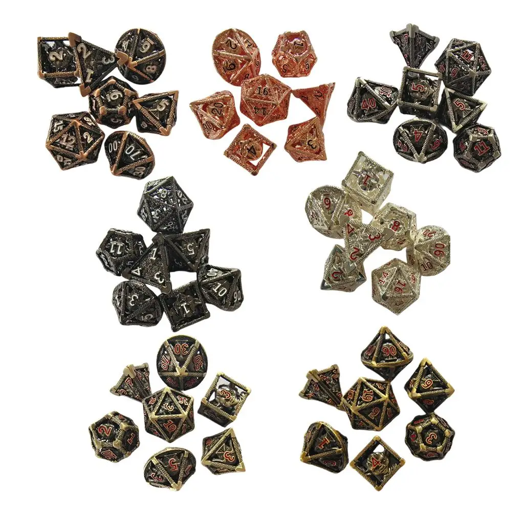 

7x Hollow Polyhedral Dice Set D4 D6 D8 D10 D% D12 D20 Entertainment Dice Role Playing Games D&D Dice Set for Table Games RPG MTG