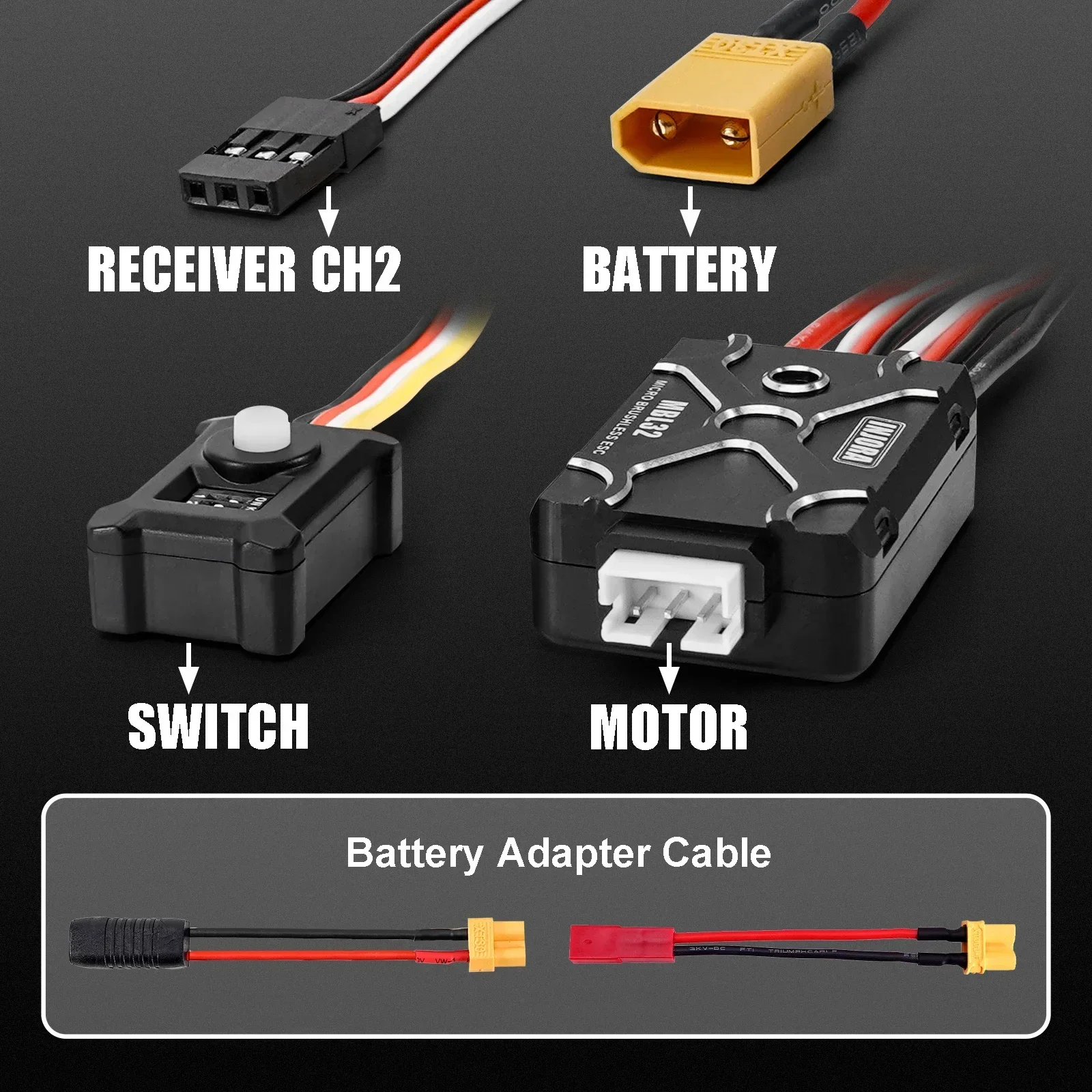 bezszczotkowy Micro MBL32 ESC do gąsienic 1/18 1/24 RC TRX4M Ascent18 SCX24