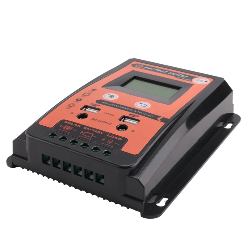 Контроллер заряда солнечной батареи 30 А MPPT PWM 12 В 24 регулятор панели с двумя