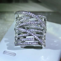 2022 new luxury micro setting zircon cross finger rings for women men sliver color wedding engagement eternal promise jewelry