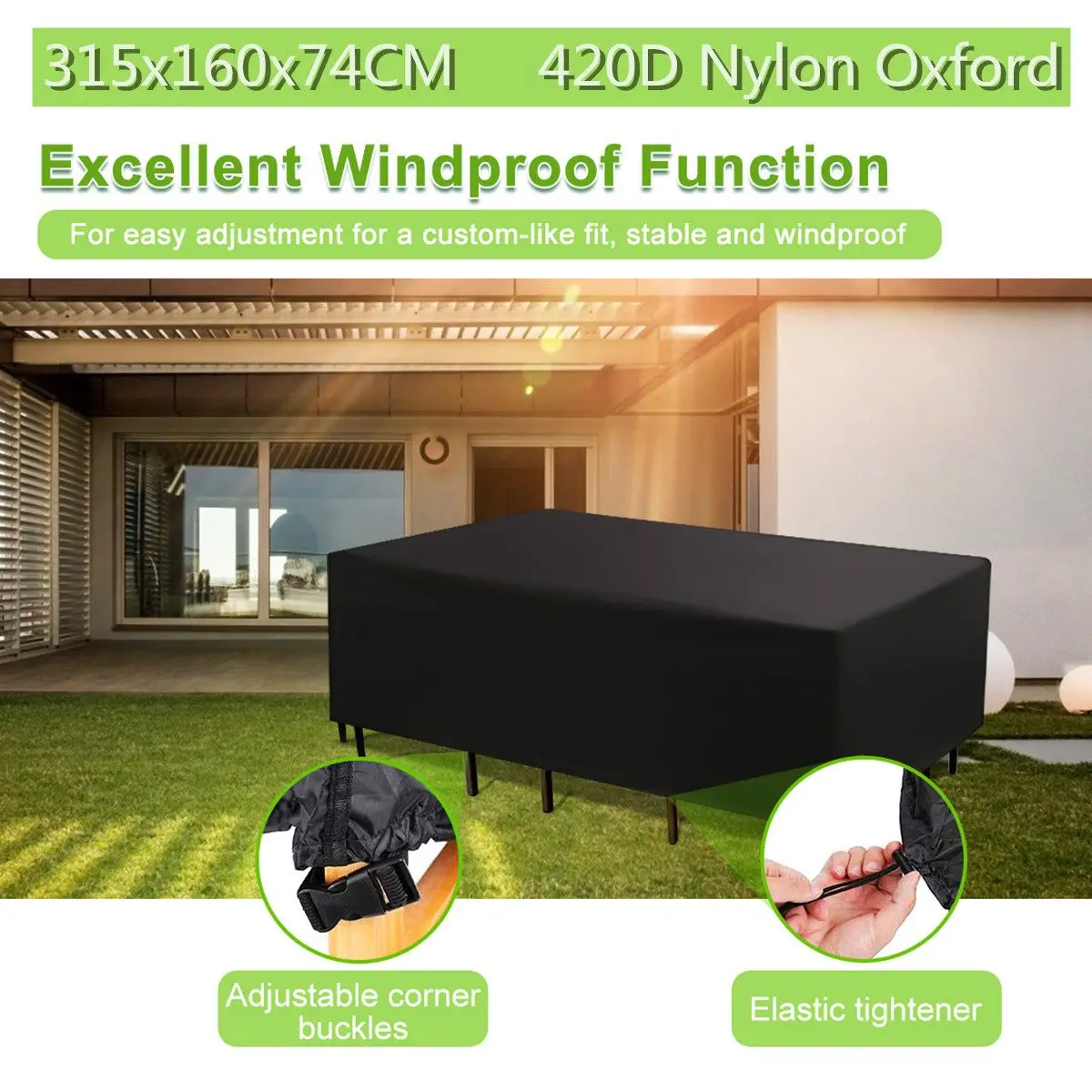 

315x160x74cm 420D Nylon Oxford Covers Outdoor Garden Furniture Waterproof Rain Snow Chair for Sofa Table Chair Dust Proof Cover