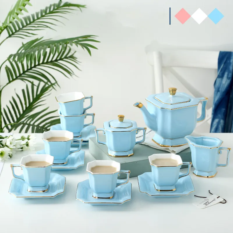 

Керамическая Европейская кофейная чашка из 15 предметов, домашний элегантный креативный подарок для гостиной, Простой Высококачественный Британский чайный сервиз для послеобеденного чая