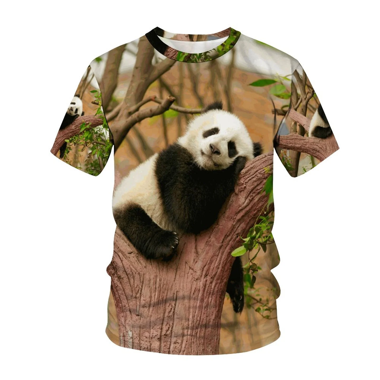 

2022 summer hot men's T-shirt cute giant panda 3D printed pattern Street casual men's shirt plus large