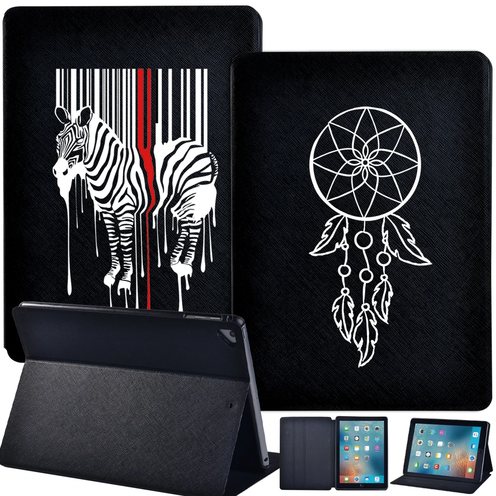 

Anti-fall Tablet Case for Apple IPad Air 4/5 10.9"/Air 3 10.5"/Air 1/Air 2 White Image High Quality PU Leather Stand Cover + Pen