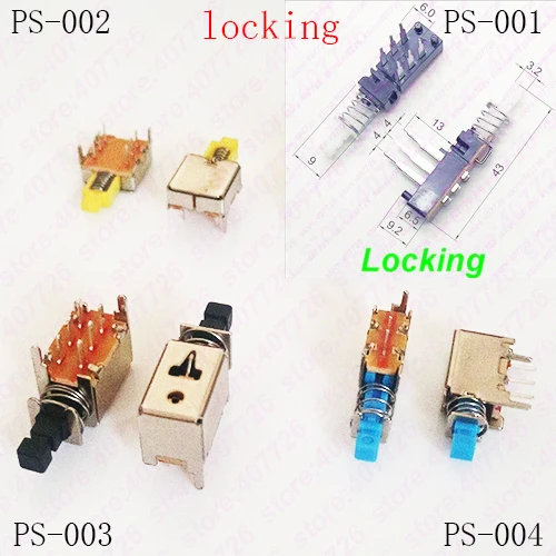 

10PCS Spring Switch Latching Auto Self-Locking Plastic Push Btton Switch 6Pin DIP PS-001/002/003/004