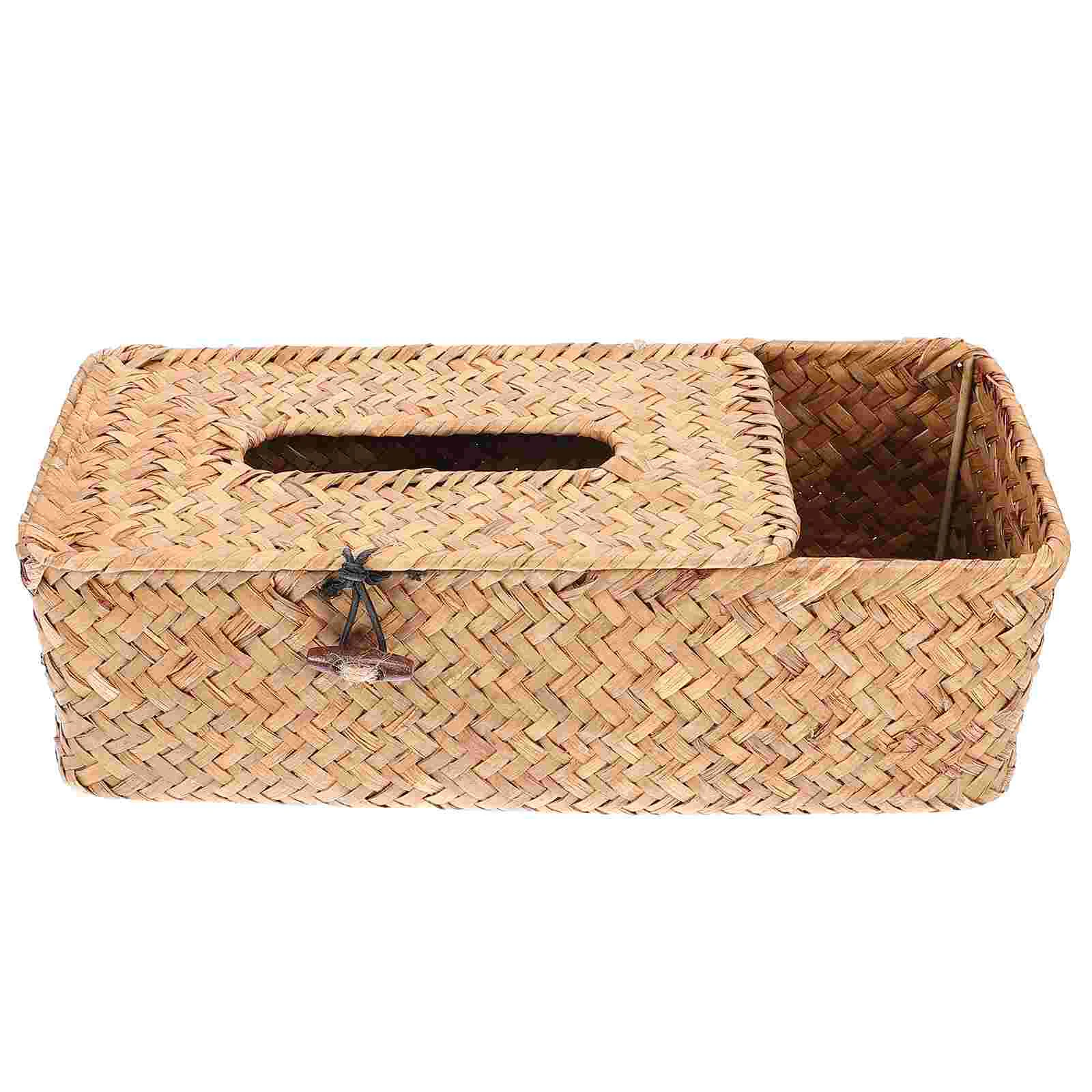 

Decorative Tissue Box Holder Car Trim Tissue Holder Desk Topper Straw Paper Box Weave Home Accessory Rustic Tissue Box Cover