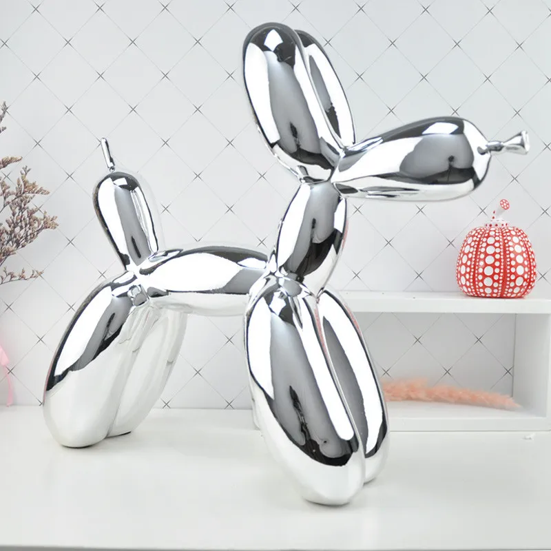 

Resin Animals Statue Figurines Home Decoration Cute Shiny Balloon Dog Shape Sculpture Figurine Desktop Ornaments Craftwork Gifts