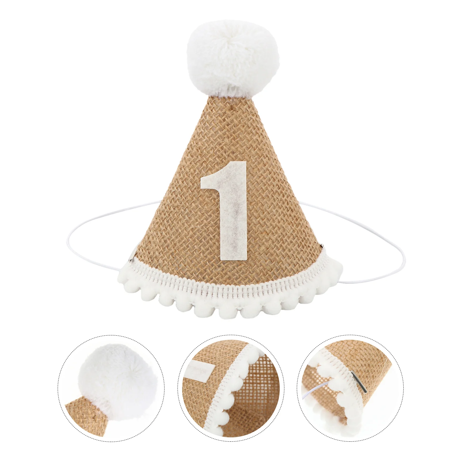 

Newborn Headband Birthday Party Hat 1st Headwear Mori Department Linen Cap Baby