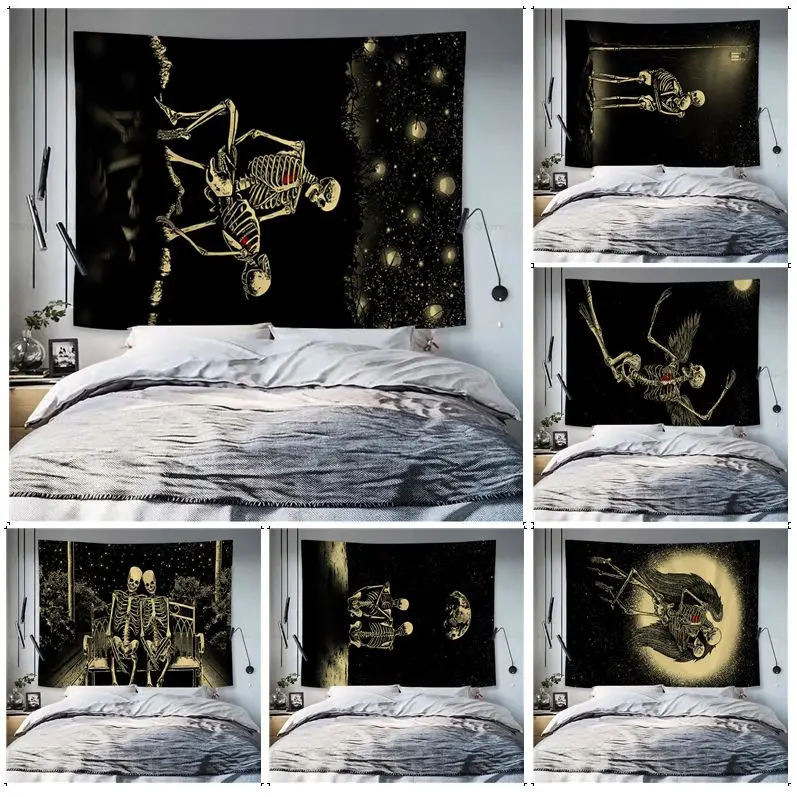 

Skull Love Printed Large Wall Tapestry Wall Hanging Decoration Household Decor Blanket