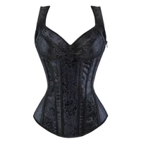 fashion sexy jacquard ladies shoulder strap corset top slim fit corset body shaper with cup zipper side sexy jacquard plus size