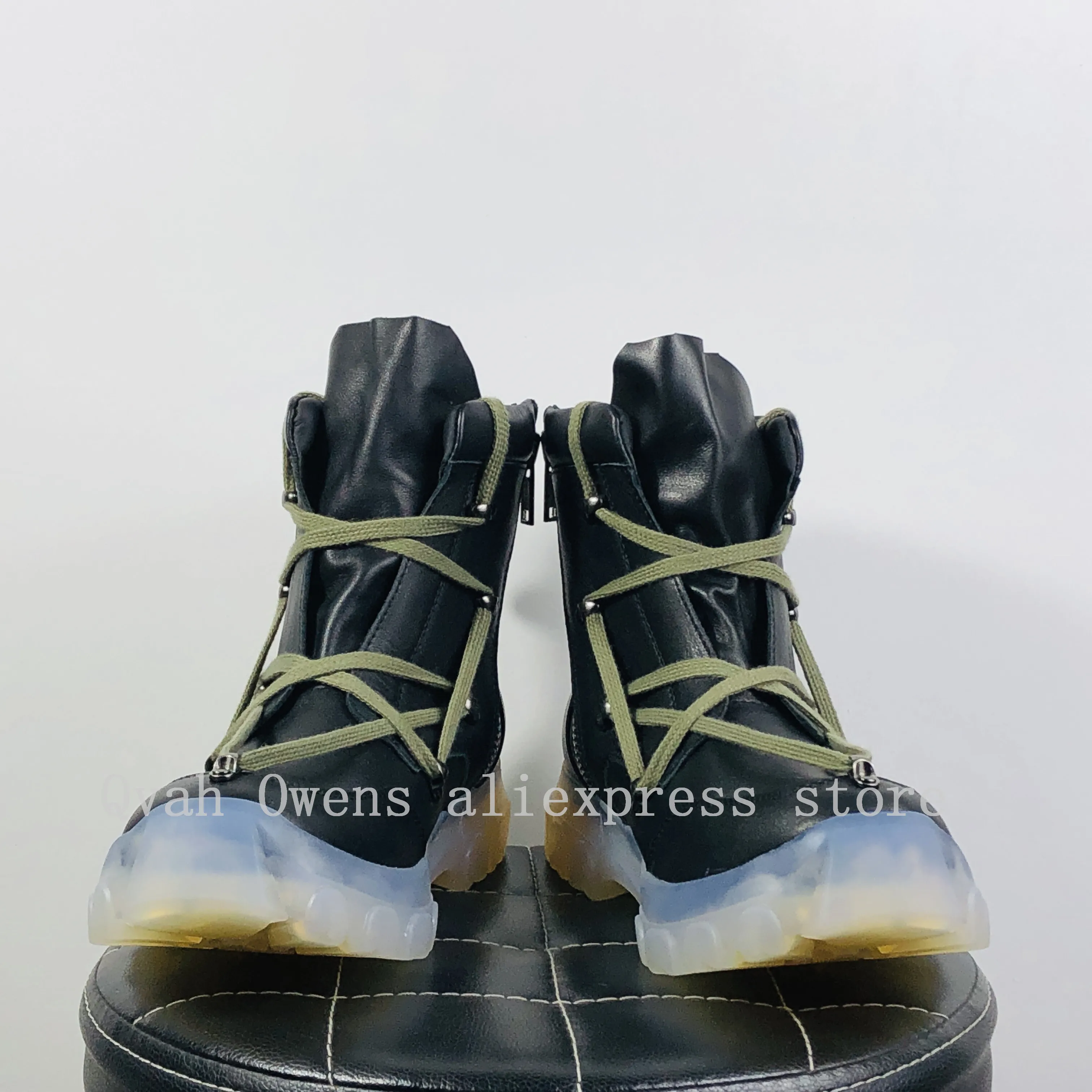 Qwa Owens Shoes Мужские повседневные ботинки из натуральной кожи Роскошные женские кроссовки на шнуровке на молнии High Street Осенние черные туфли на плоской подошве (art.: 3920cbed4b26d) - 3920cbed4b26d