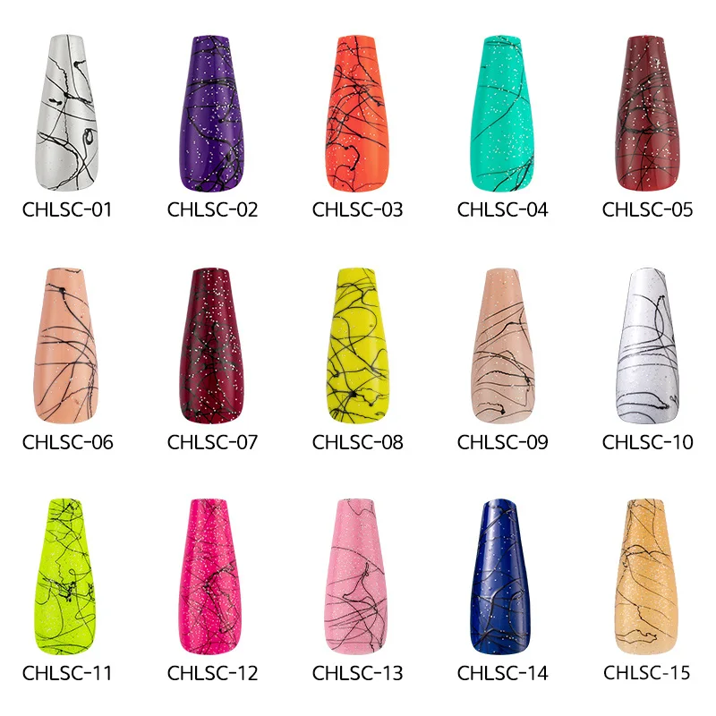 30 шт./коркор. Длинные накладные ногти в форме балерины черная линия дизайн с