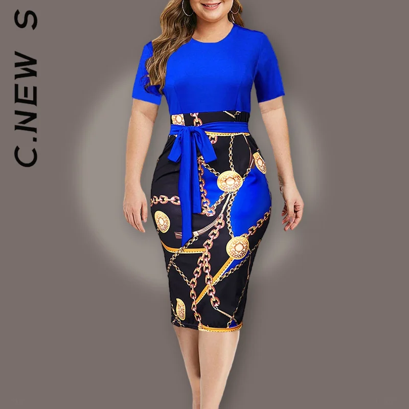 

Dress Women New Chic Sexy Print Short Sleeve High Waist Knee-length Dress Dresses Holiday Vintage Female Vestidos Clothing