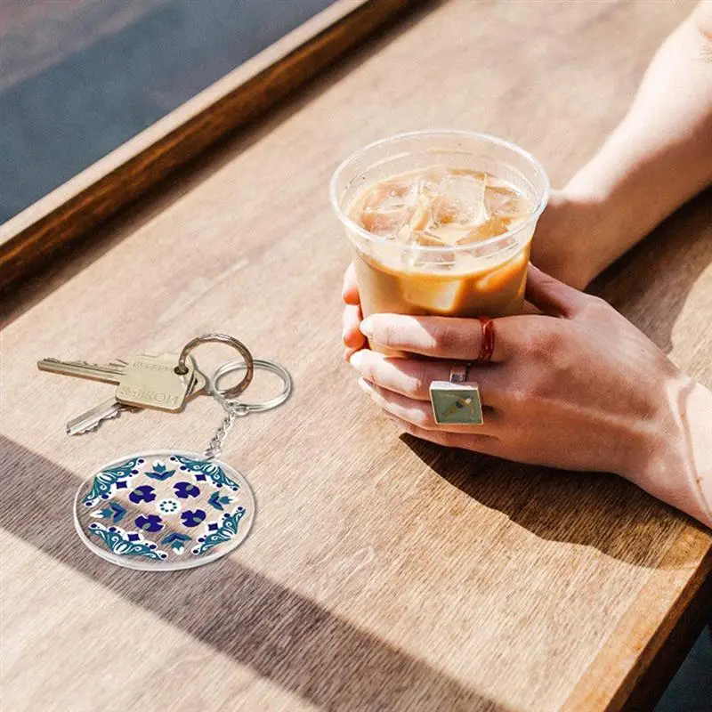 

60 Pcs Round Acrylic Keyring Blanks Empty Photo Keychain DIY Set Keychain Acrylic Keyring Blank Keychain Tags Blank