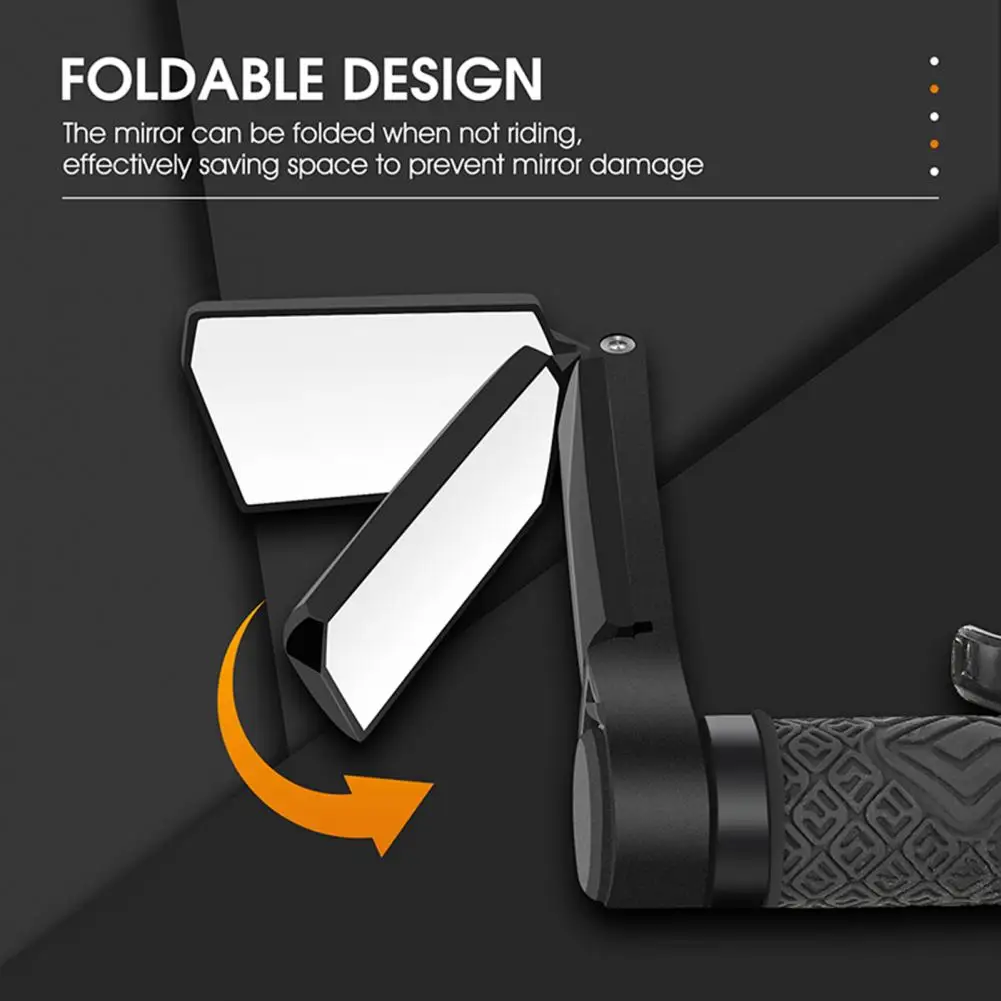 

Handlebar Mirror Black Bike Rear View Mirror Space-saving Convenient to Carry Foldable Practical Durable Bike Rear Mirror